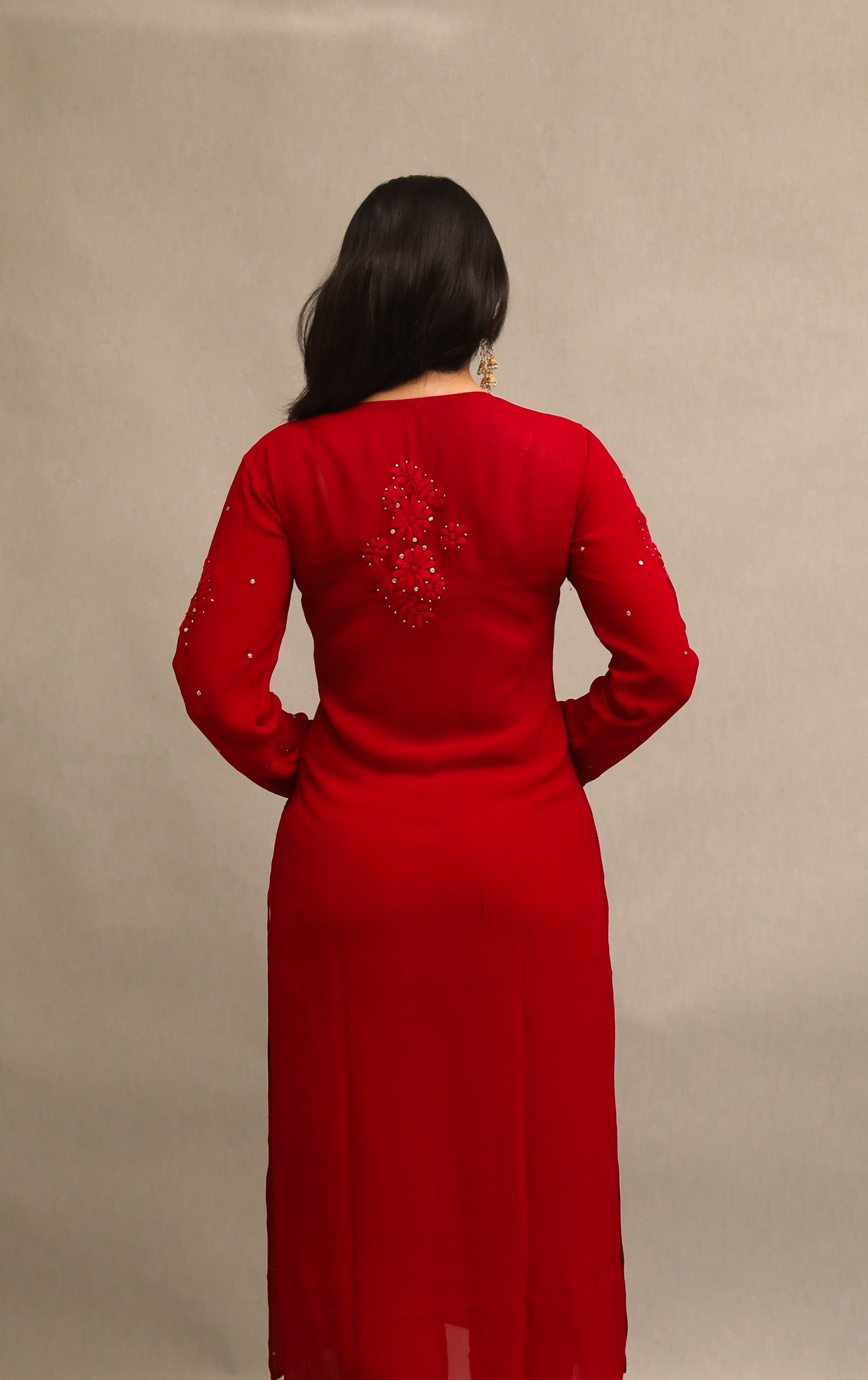 GEORGETTE MUQAISH CHIKANKARI KURTA