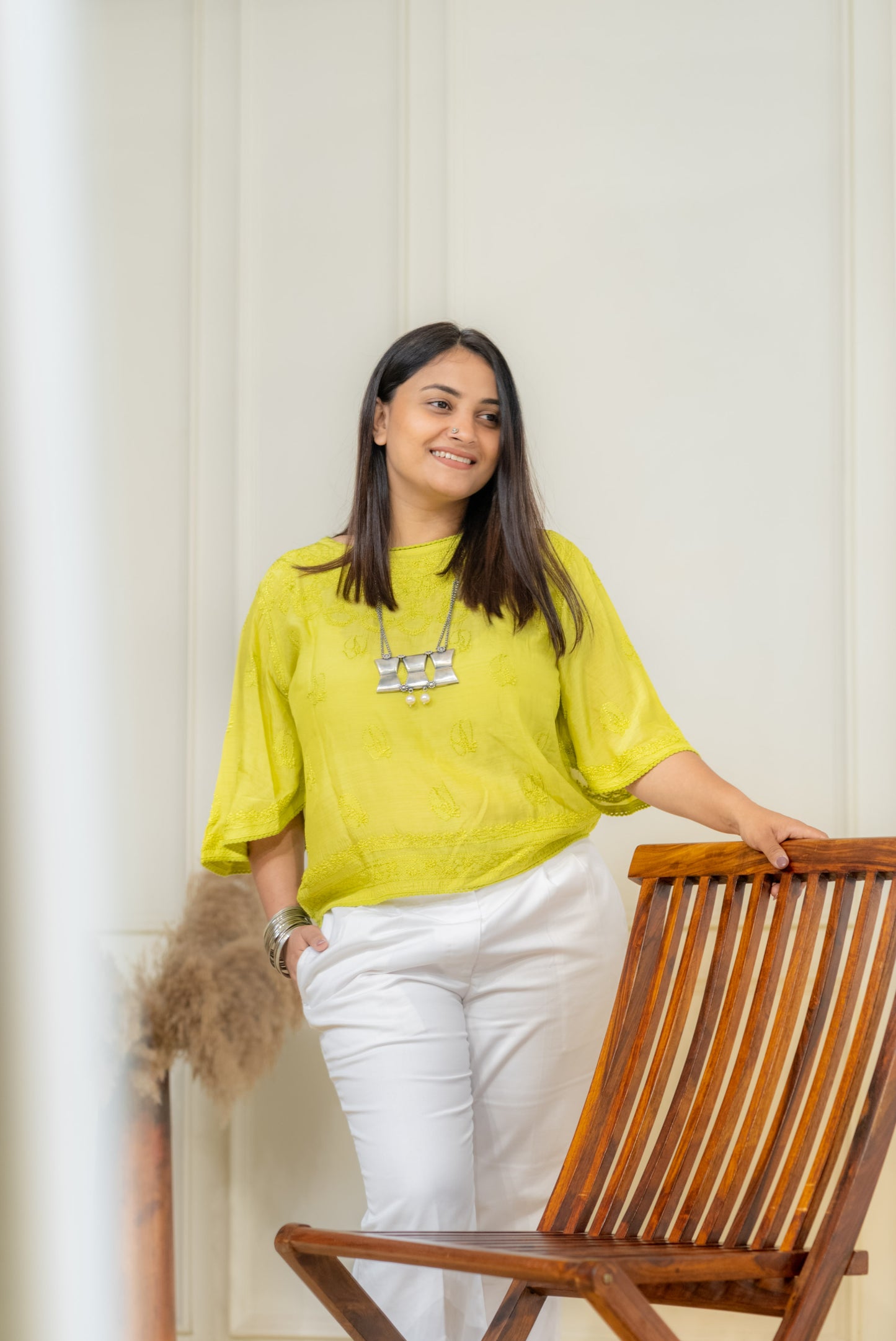 Muslin Chikankari Short Top