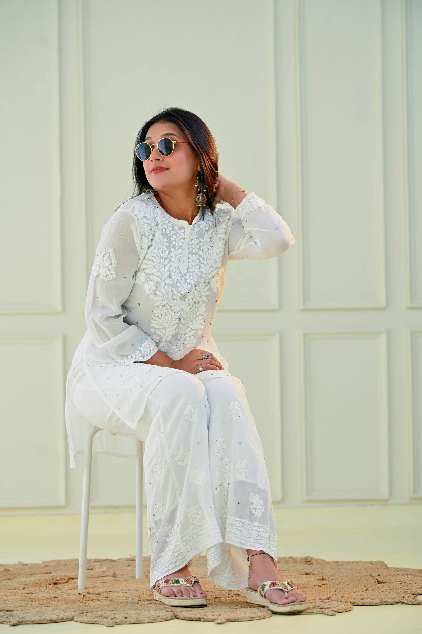 GEORGETTE CHIKANKARI COORD SET