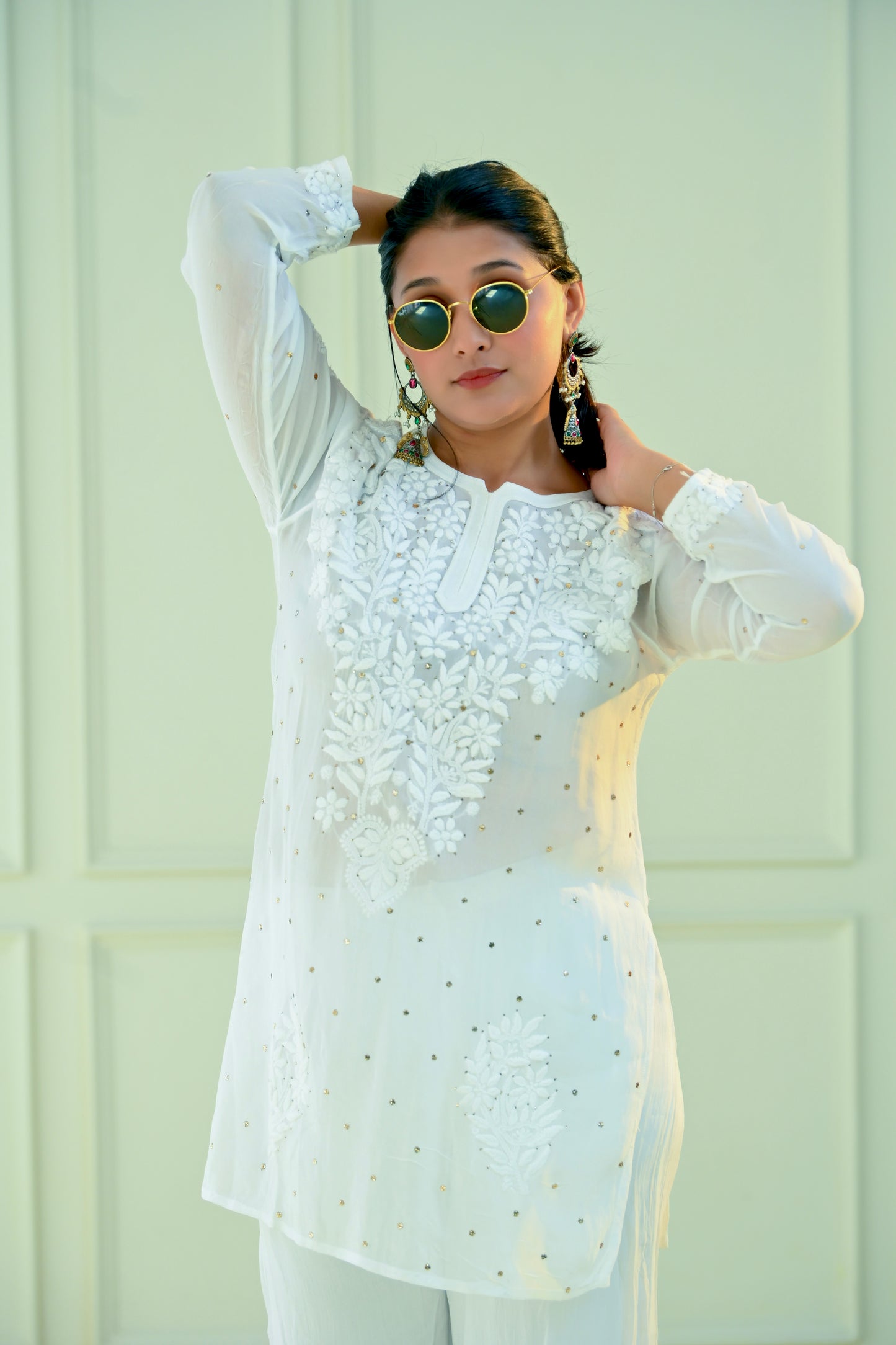 GEORGETTE CHIKANKARI COORD SET