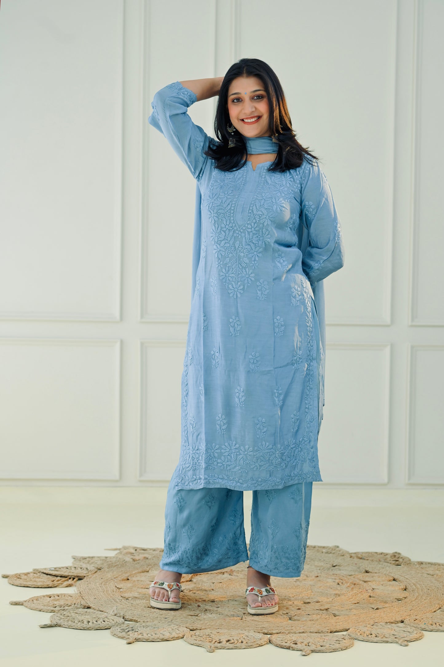 Muslin Chikankari Kurta Set