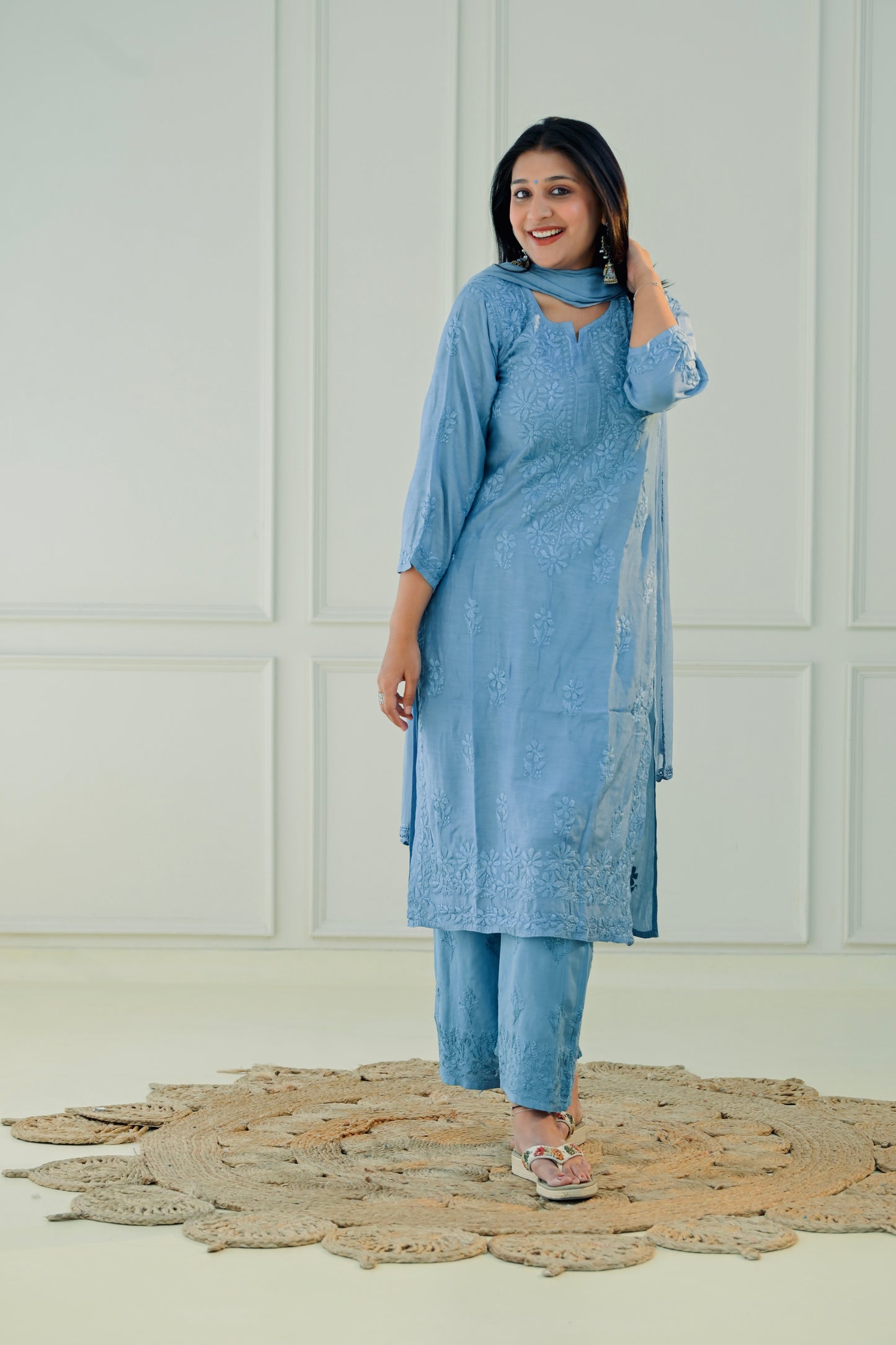 Muslin Chikankari Kurta Set