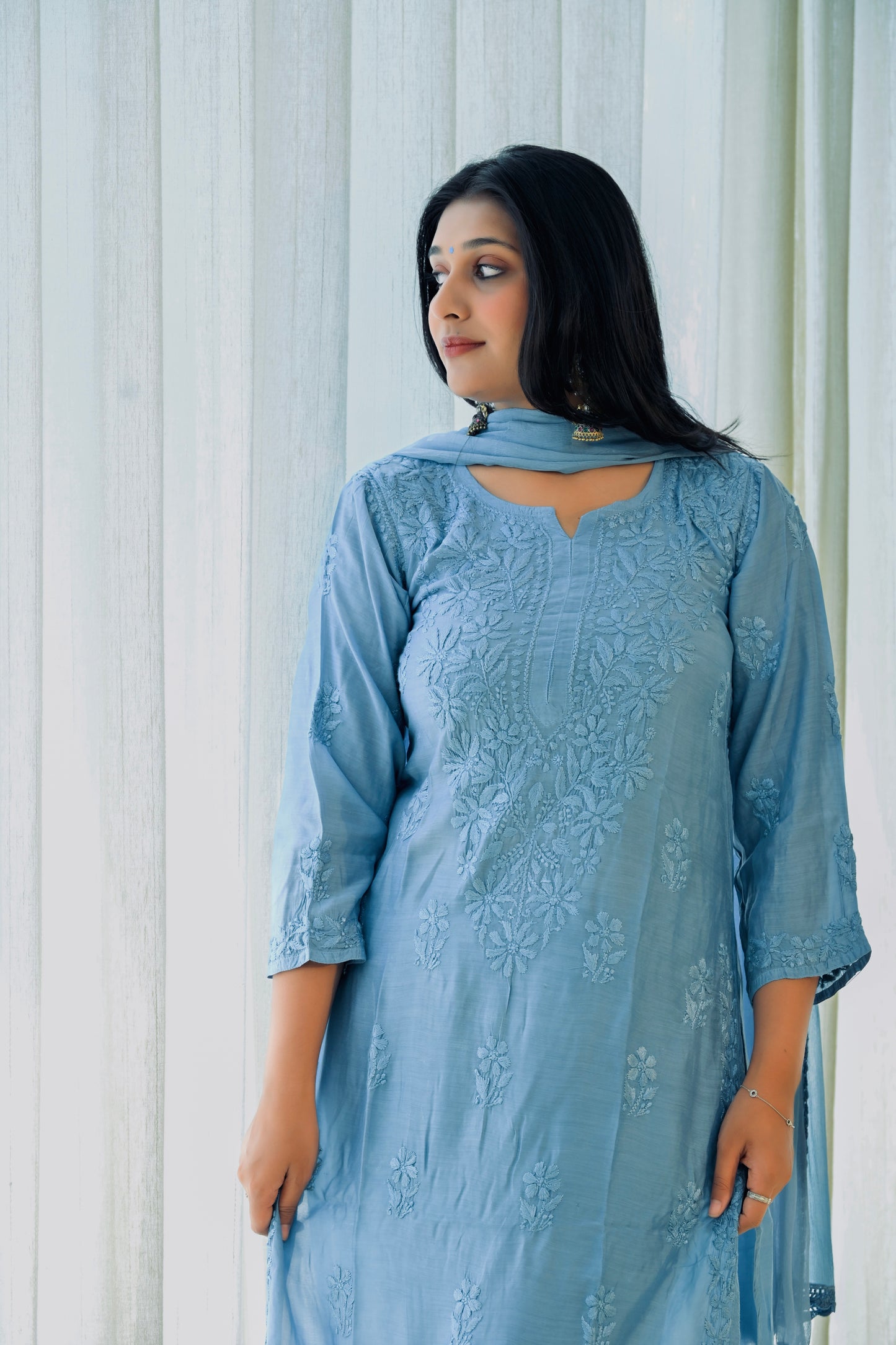 Muslin Chikankari Kurta Set