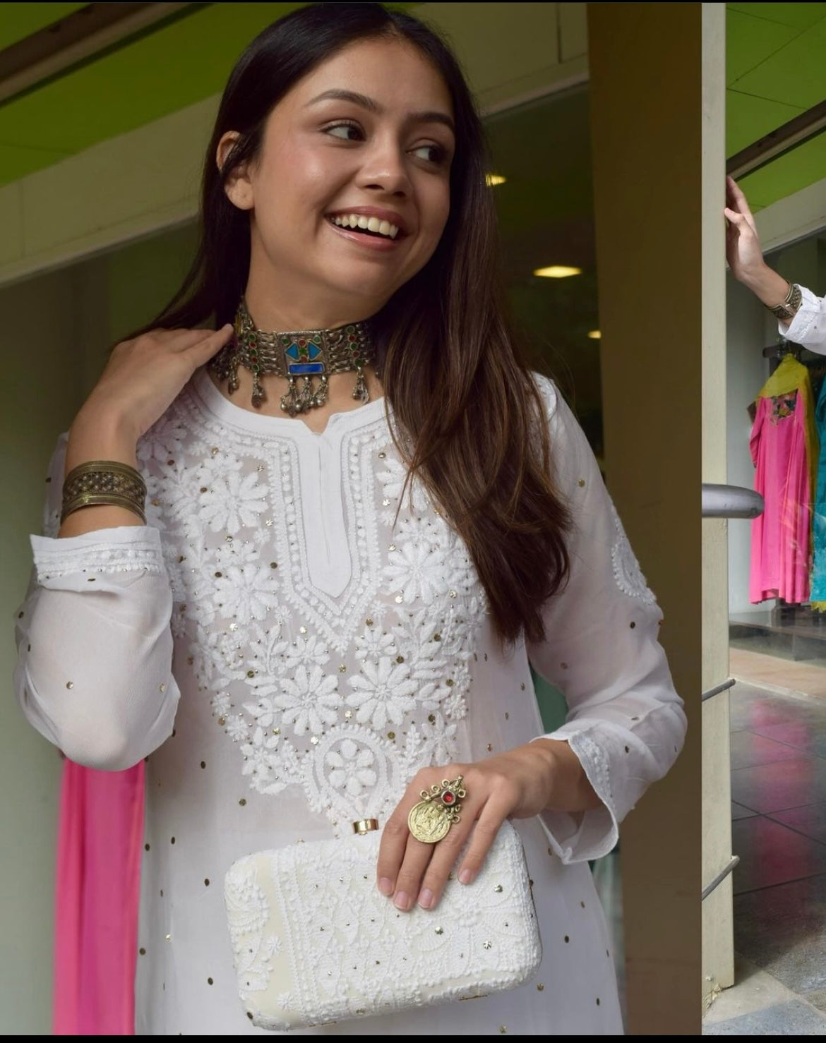 GEORGETTE CHIKANKARI COORD SET