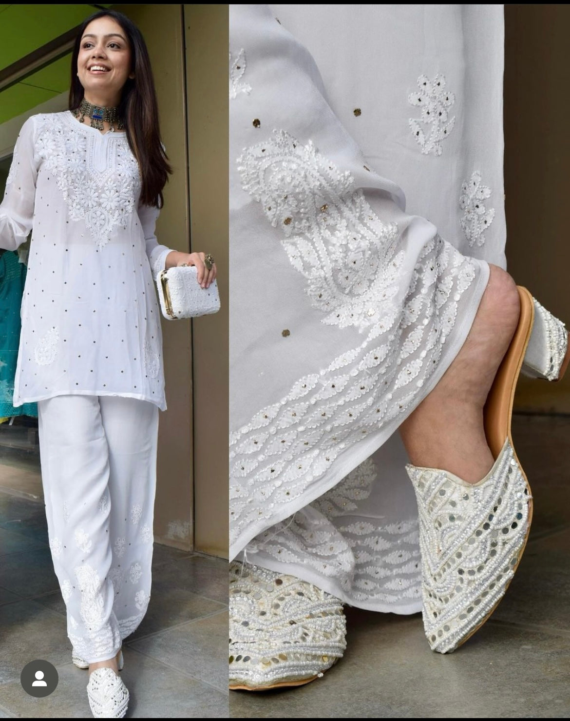 GEORGETTE CHIKANKARI COORD SET