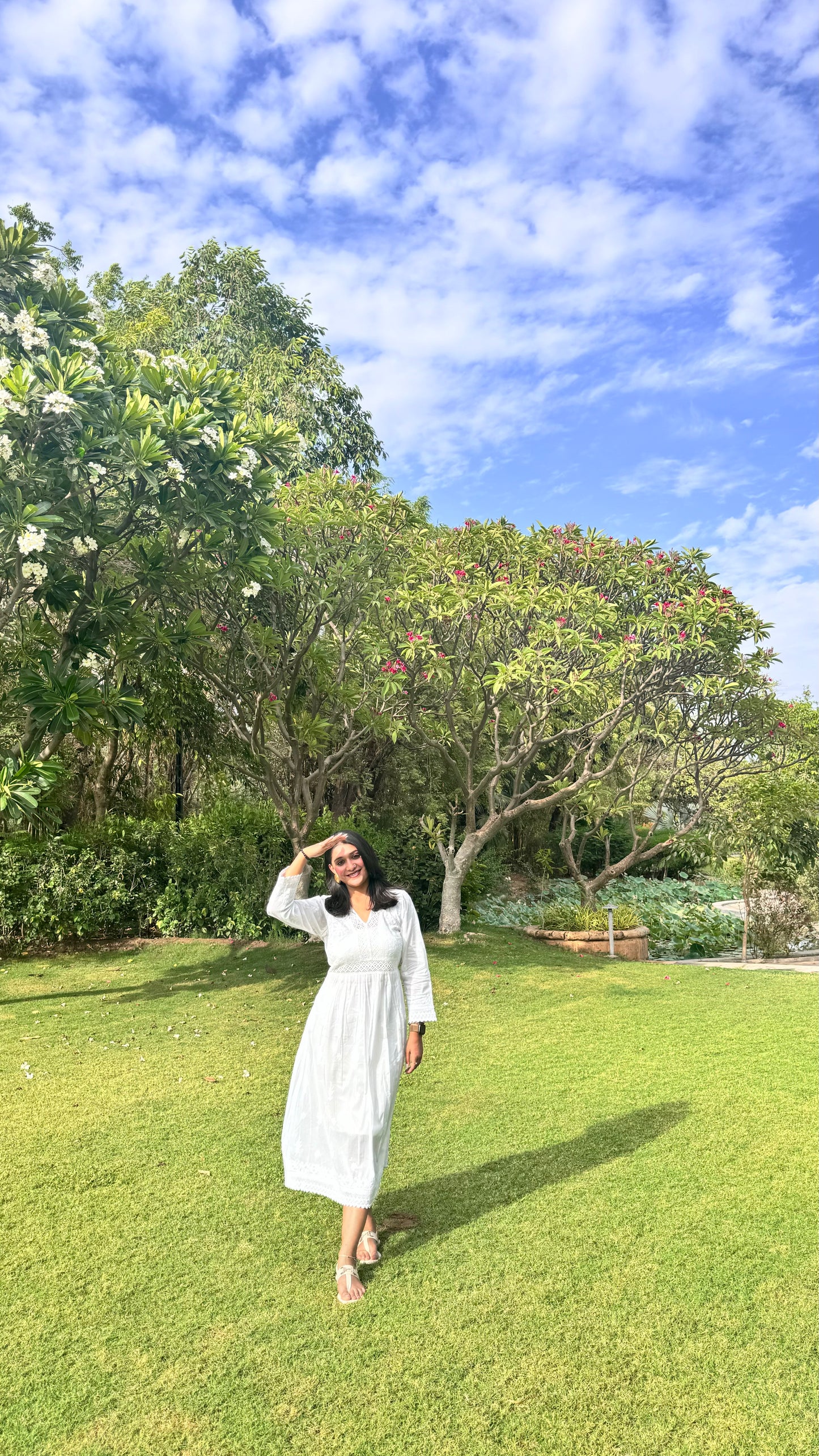 white Mul Cotton Chikankari Dress