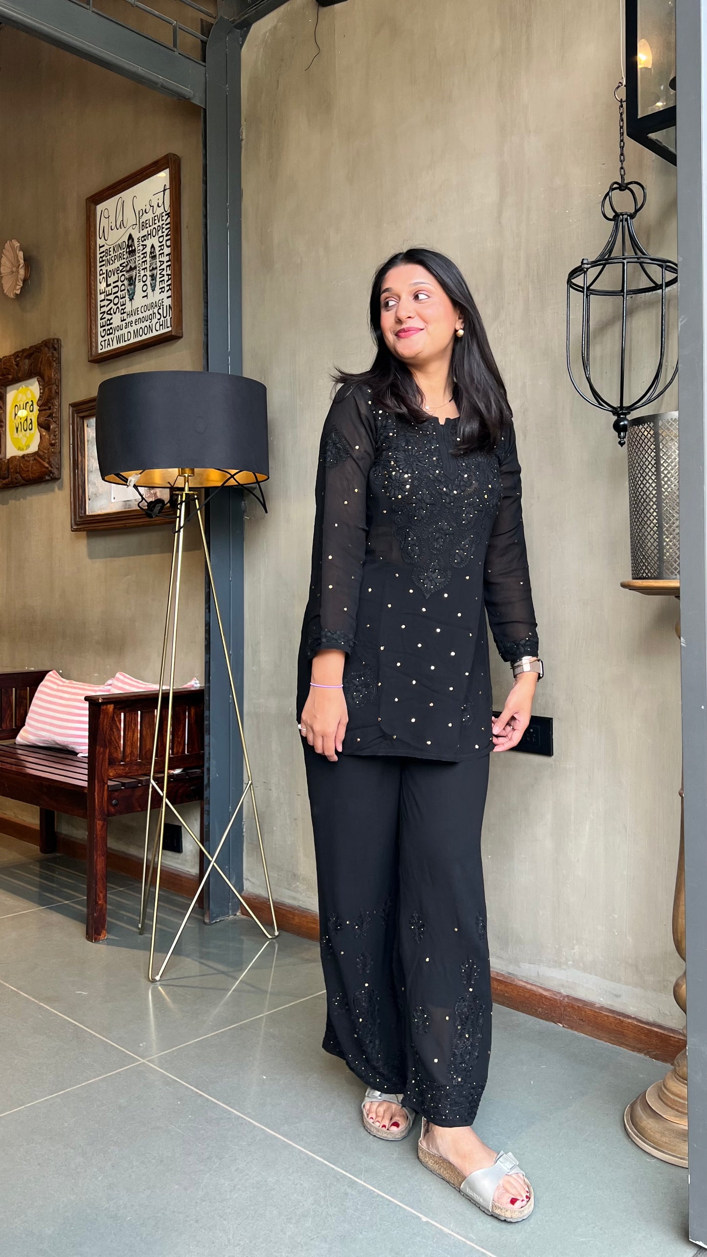 GEORGETTE CHIKANKARI COORD SET