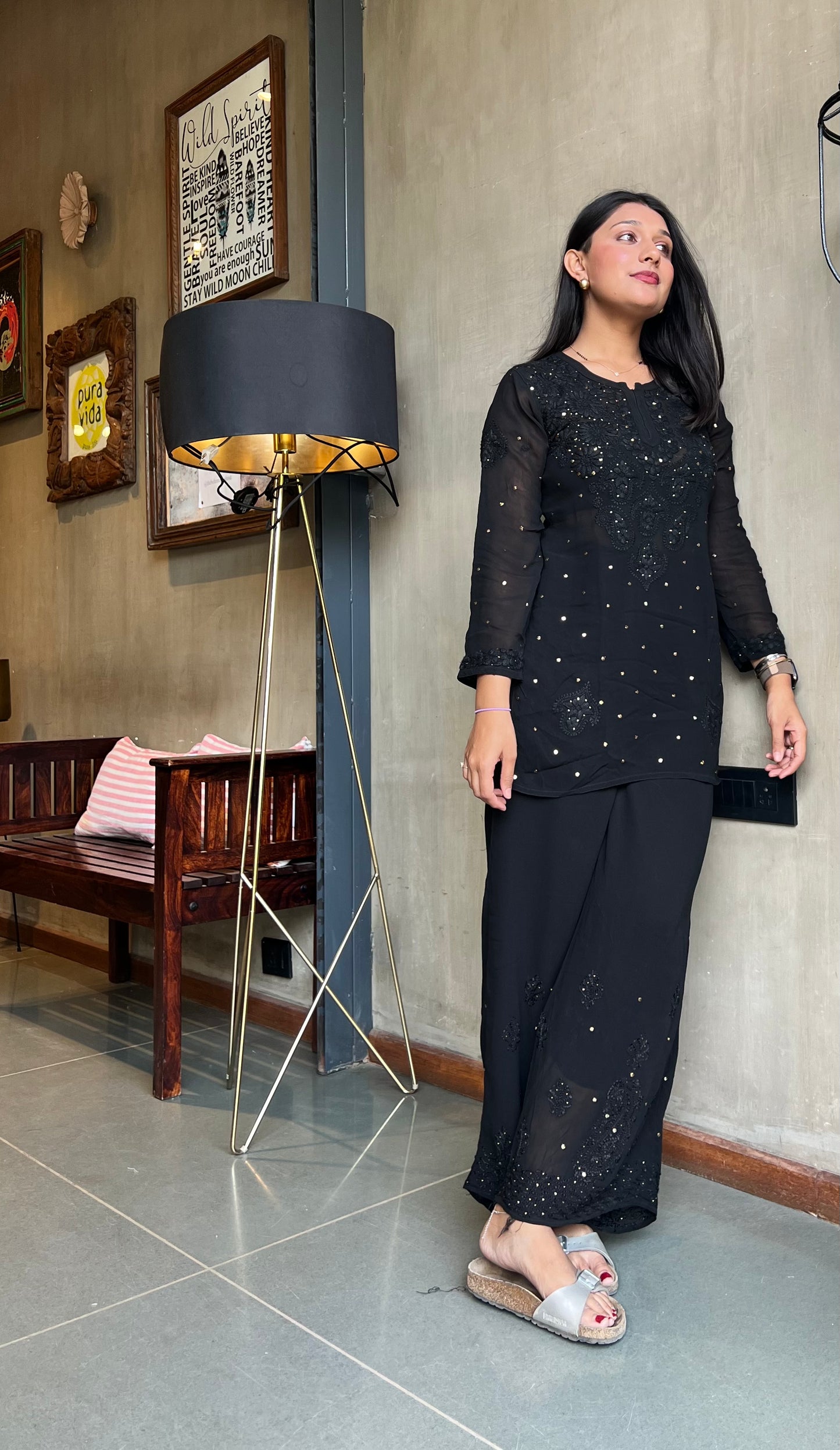 GEORGETTE CHIKANKARI COORD SET