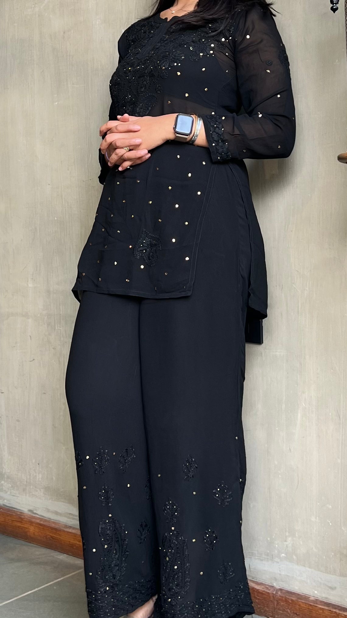 GEORGETTE CHIKANKARI COORD SET