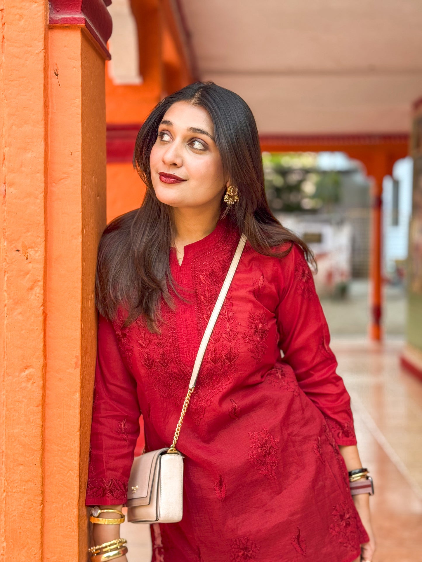 Mul Chanderi Chikankari Short Kurta