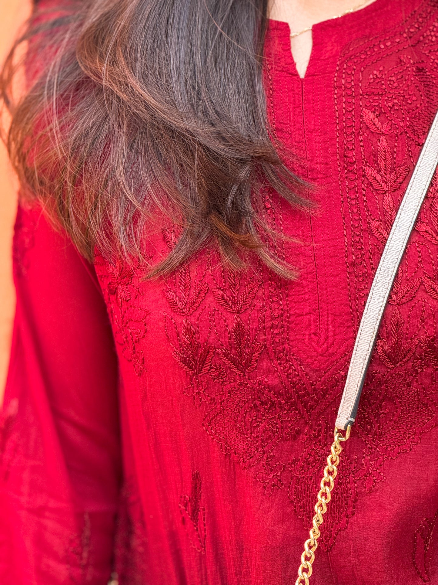 Mul Chanderi Chikankari Short Kurta