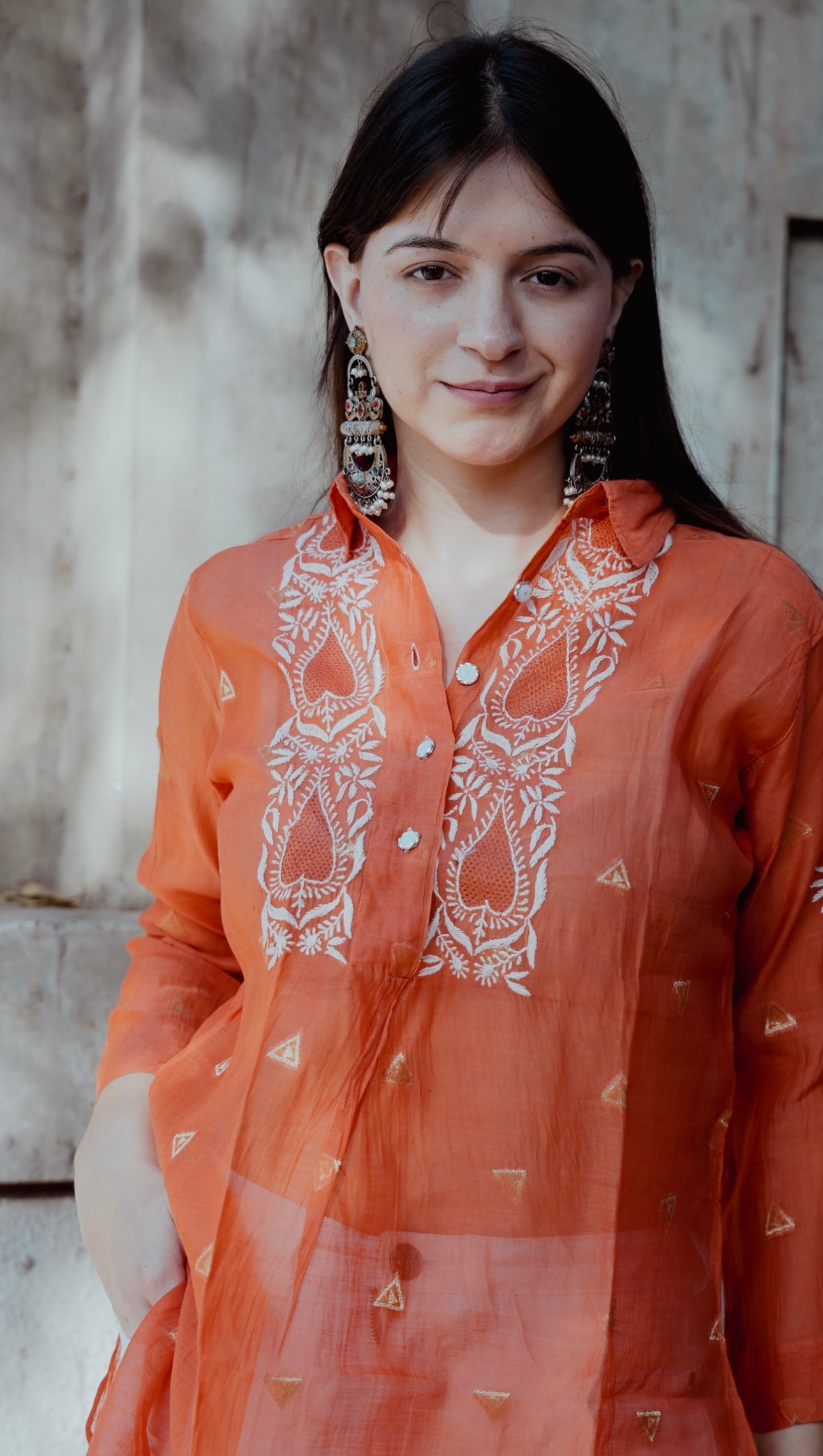 Mul Chanderi Chikankari Shirt