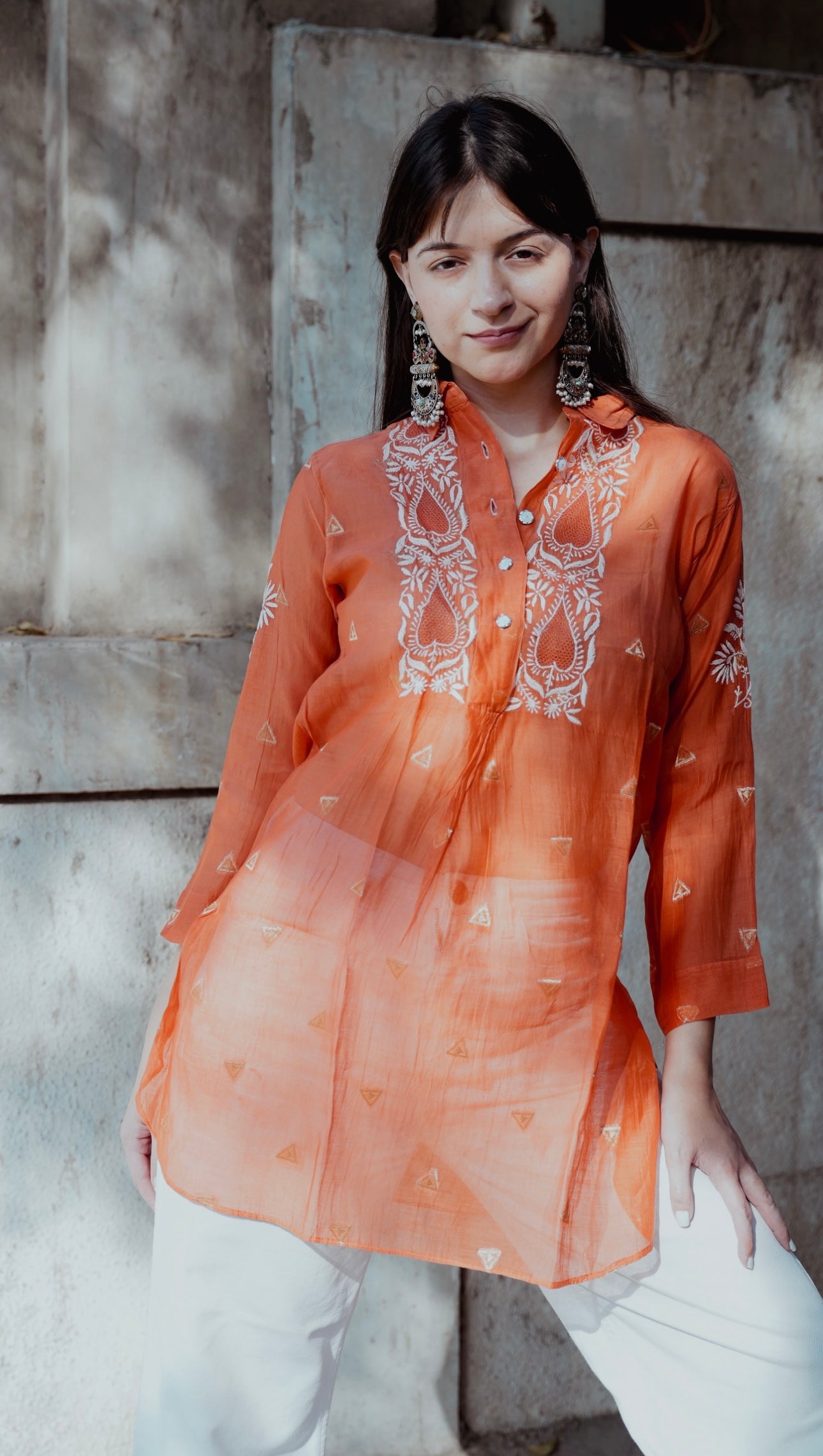 Mul Chanderi Chikankari Shirt