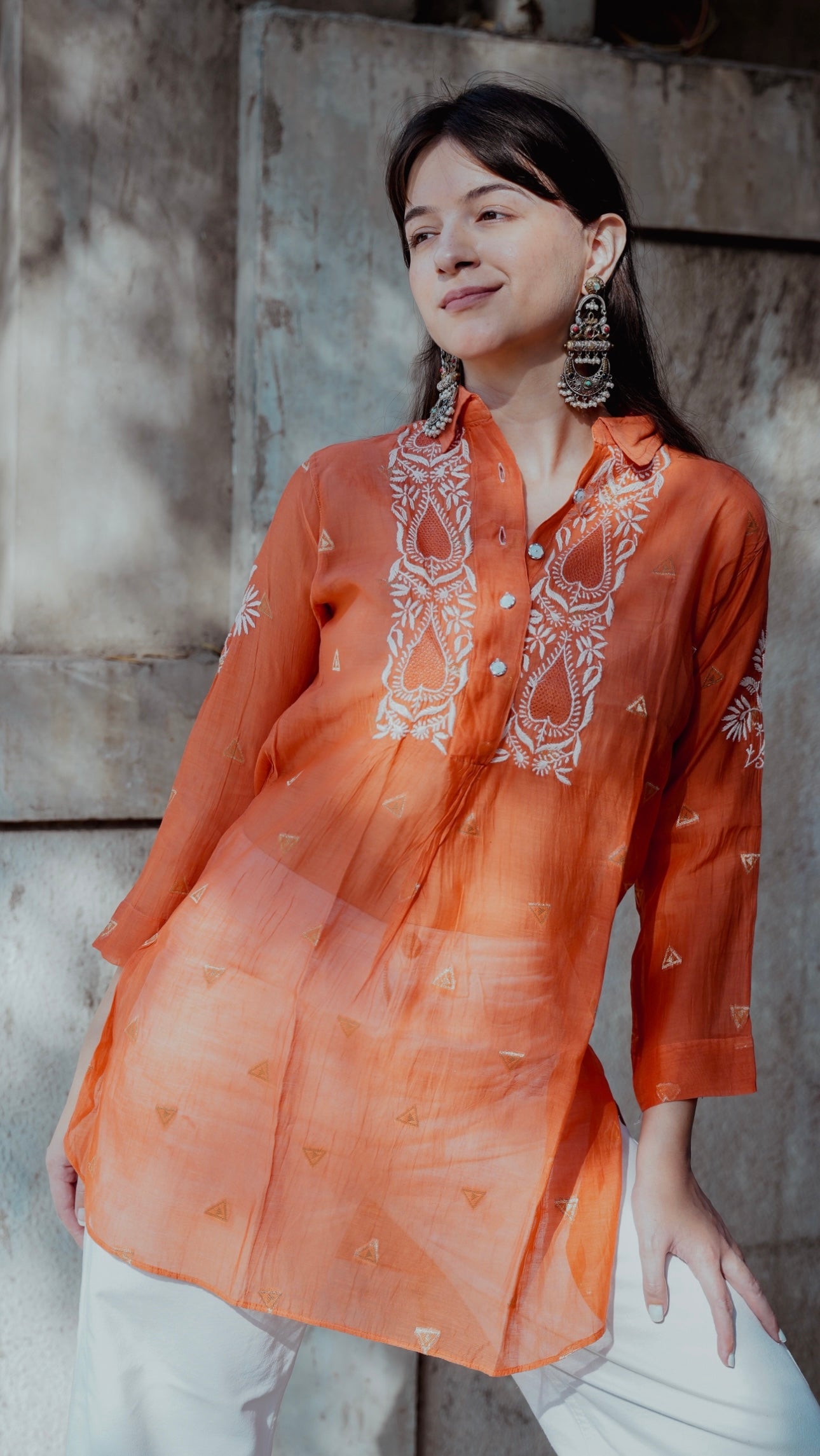 Mul Chanderi Chikankari Shirt