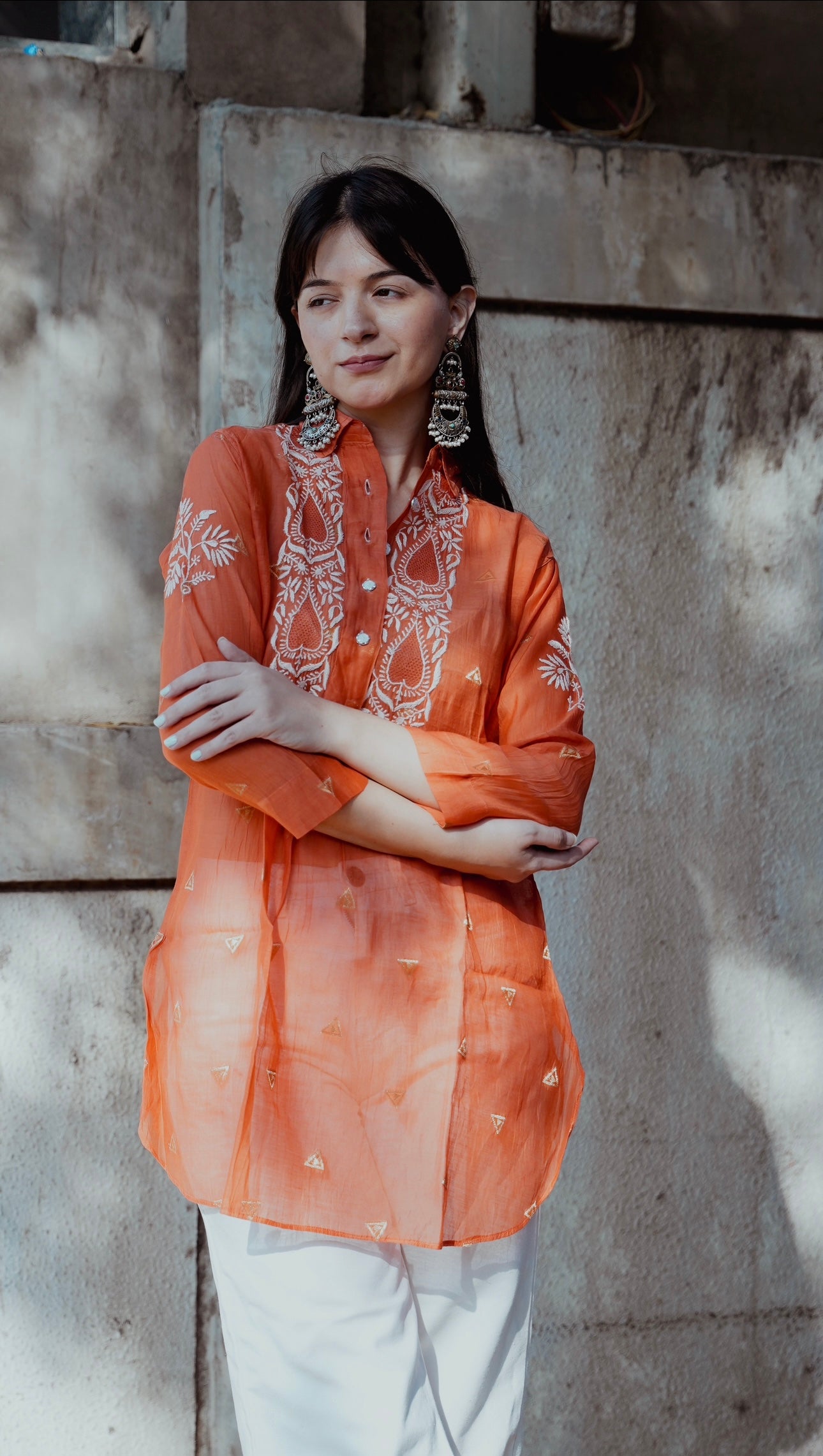Mul Chanderi Chikankari Shirt