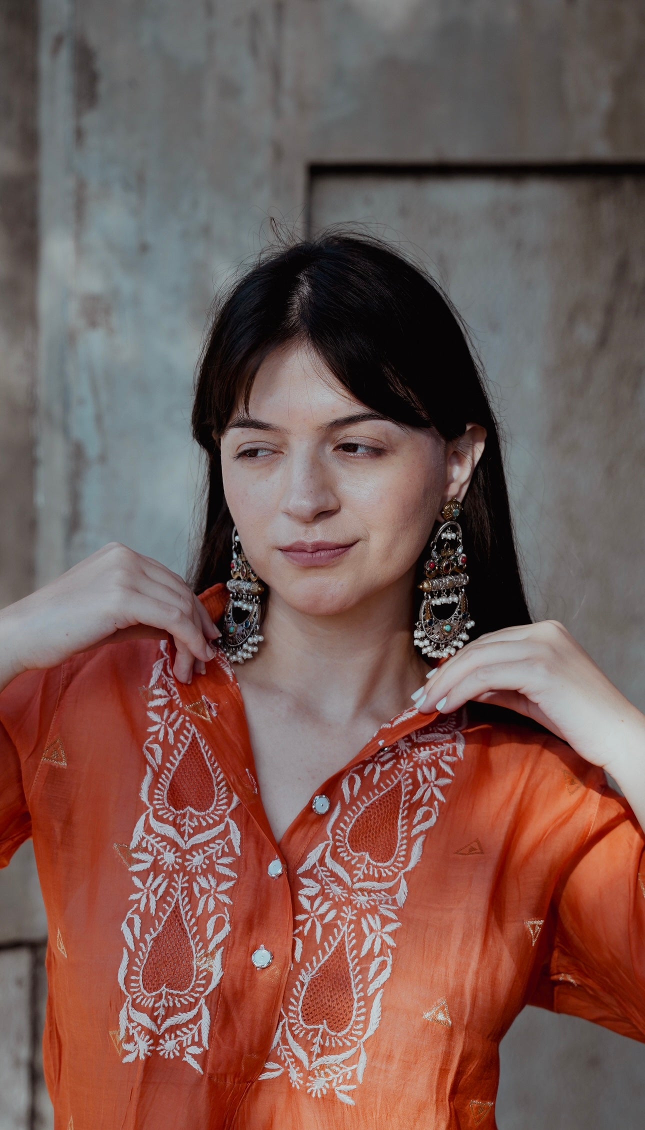Mul Chanderi Chikankari Shirt