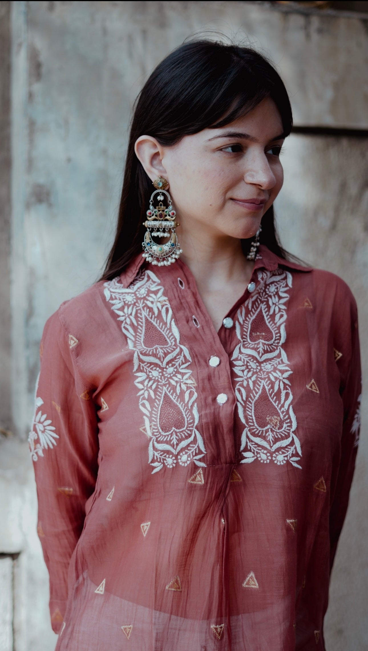 Mul Chanderi Chikankari Shirt