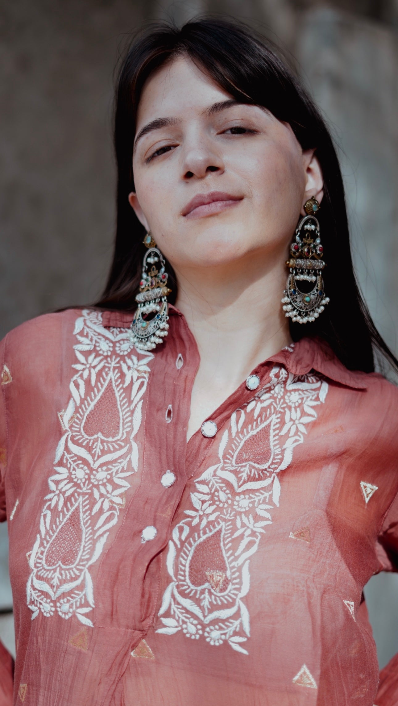 Mul Chanderi Chikankari Shirt