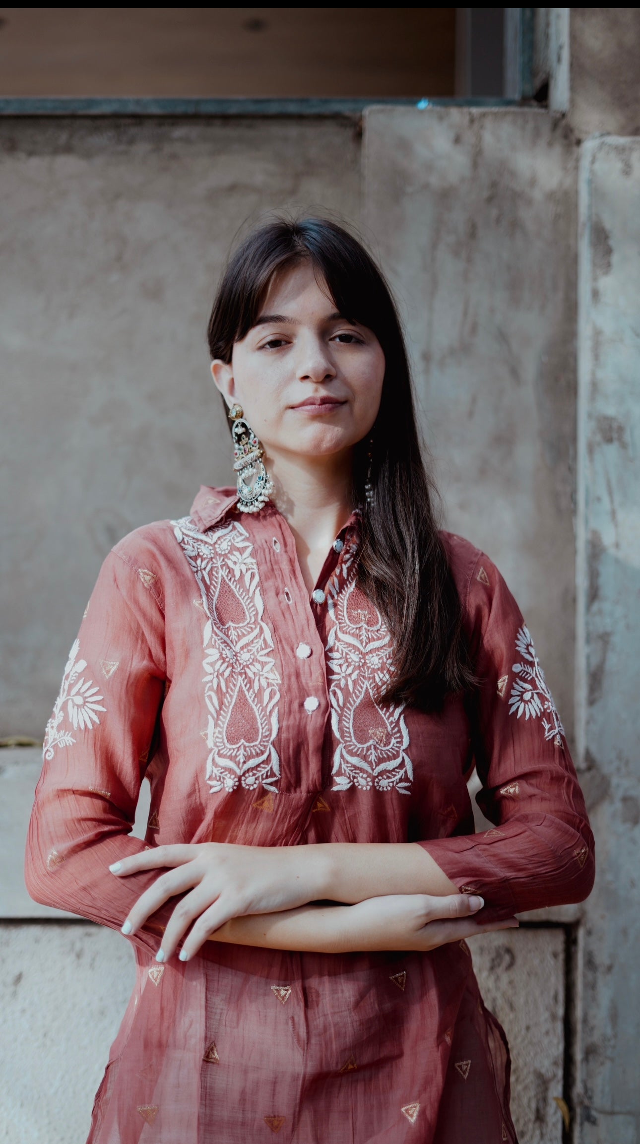 Mul Chanderi Chikankari Shirt