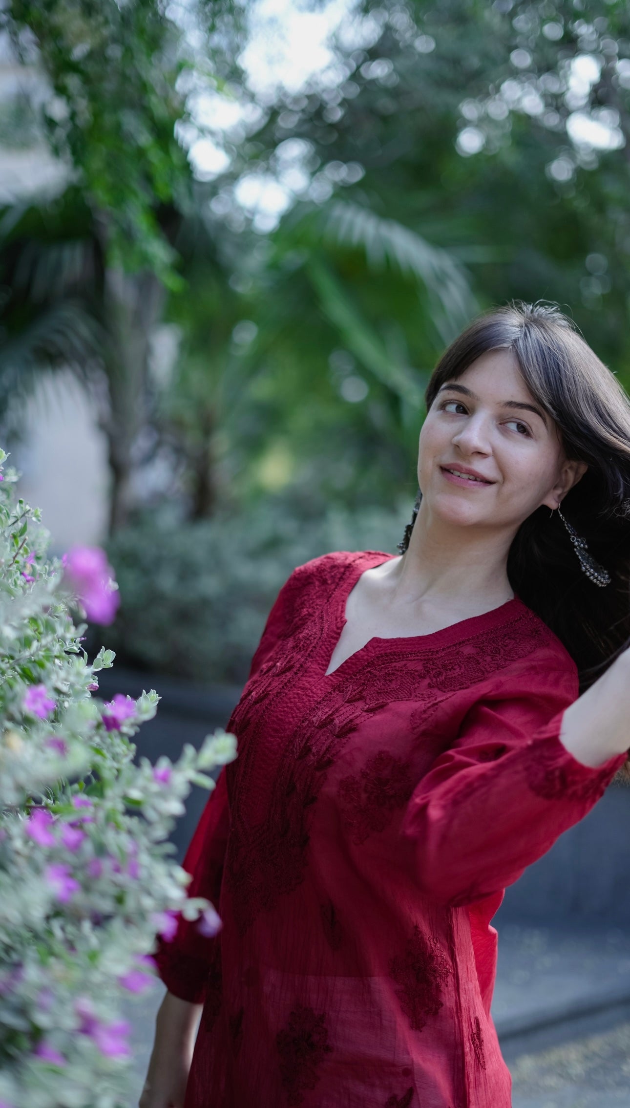 Mul Chanderi Chikankari Short Kurta