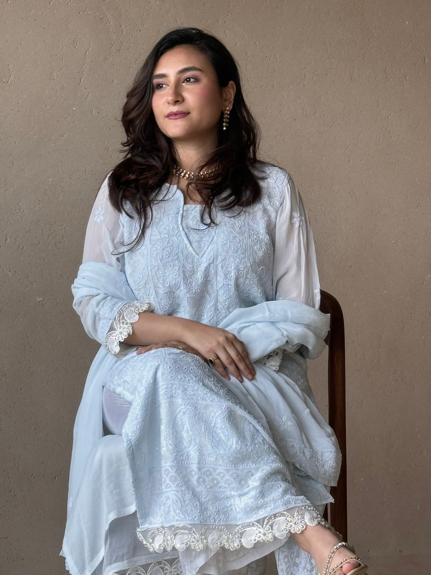 Pearl Chikankari Kurta & Dupatta