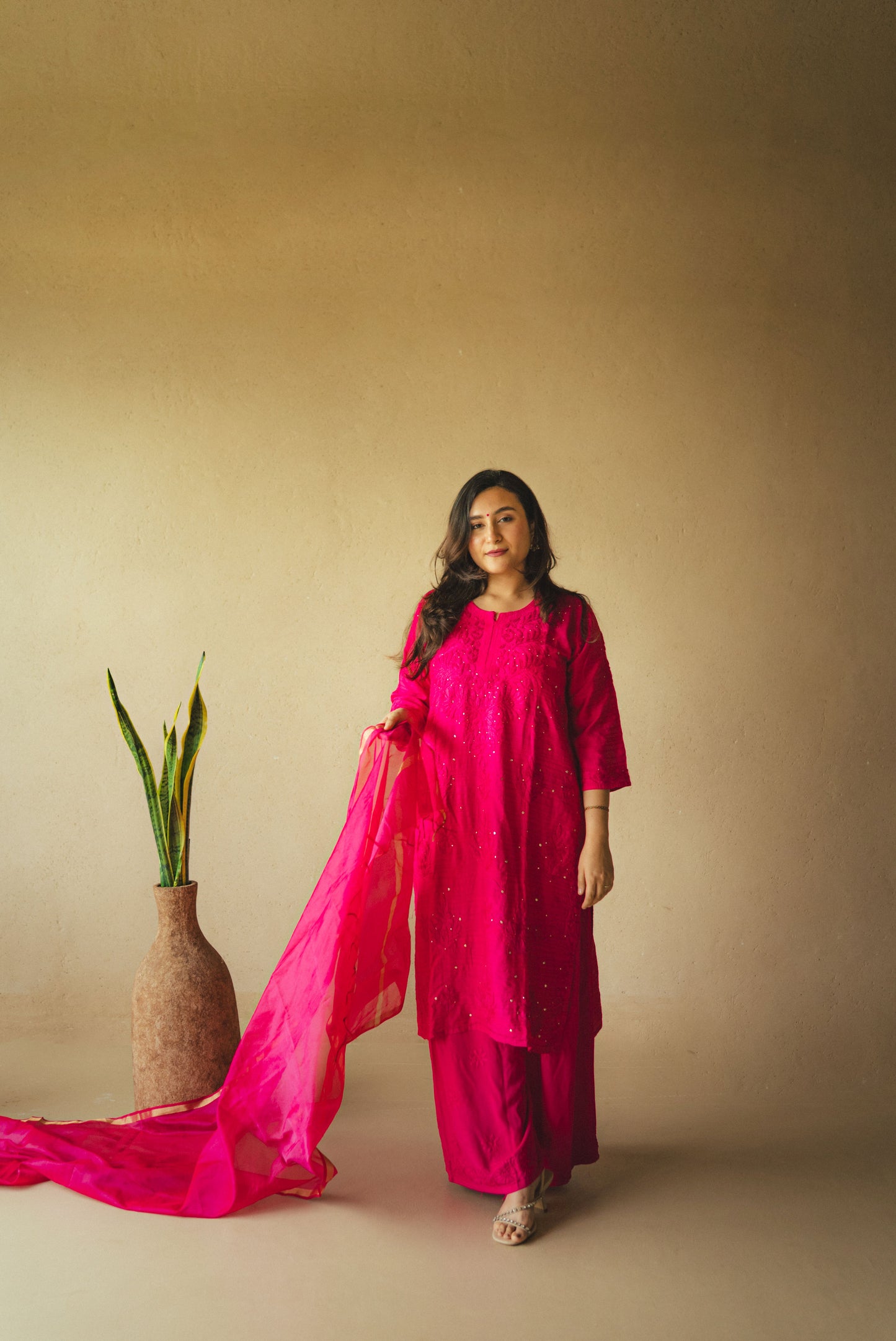 Pink Chanderi Silk Suit