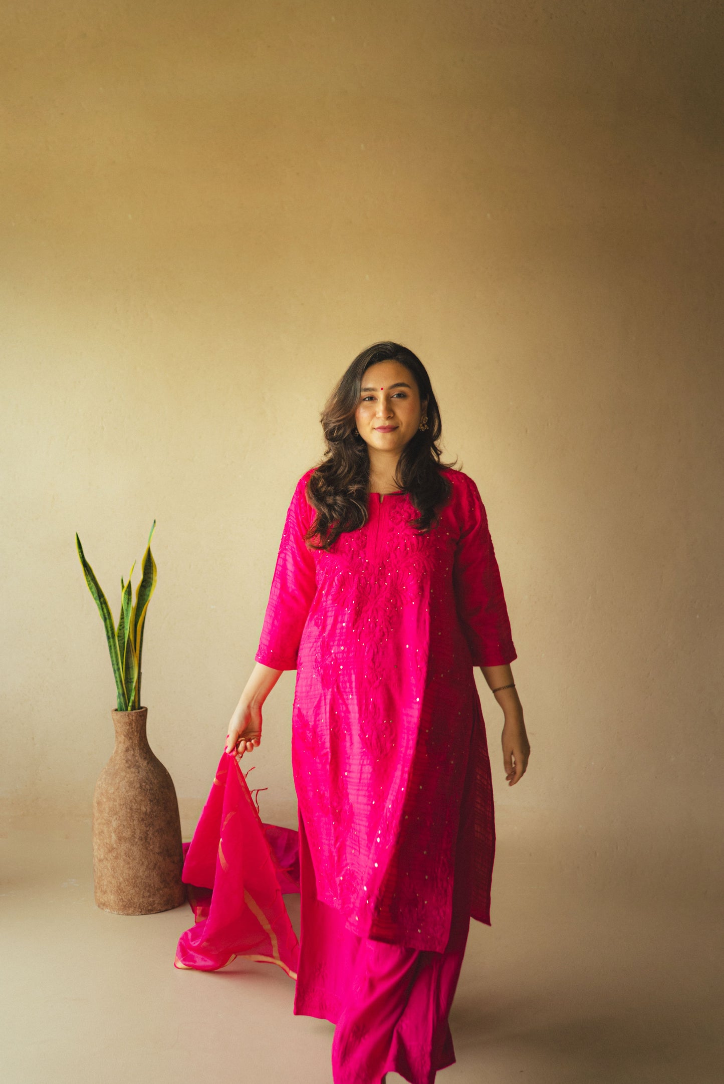 Pink Chanderi Silk Suit