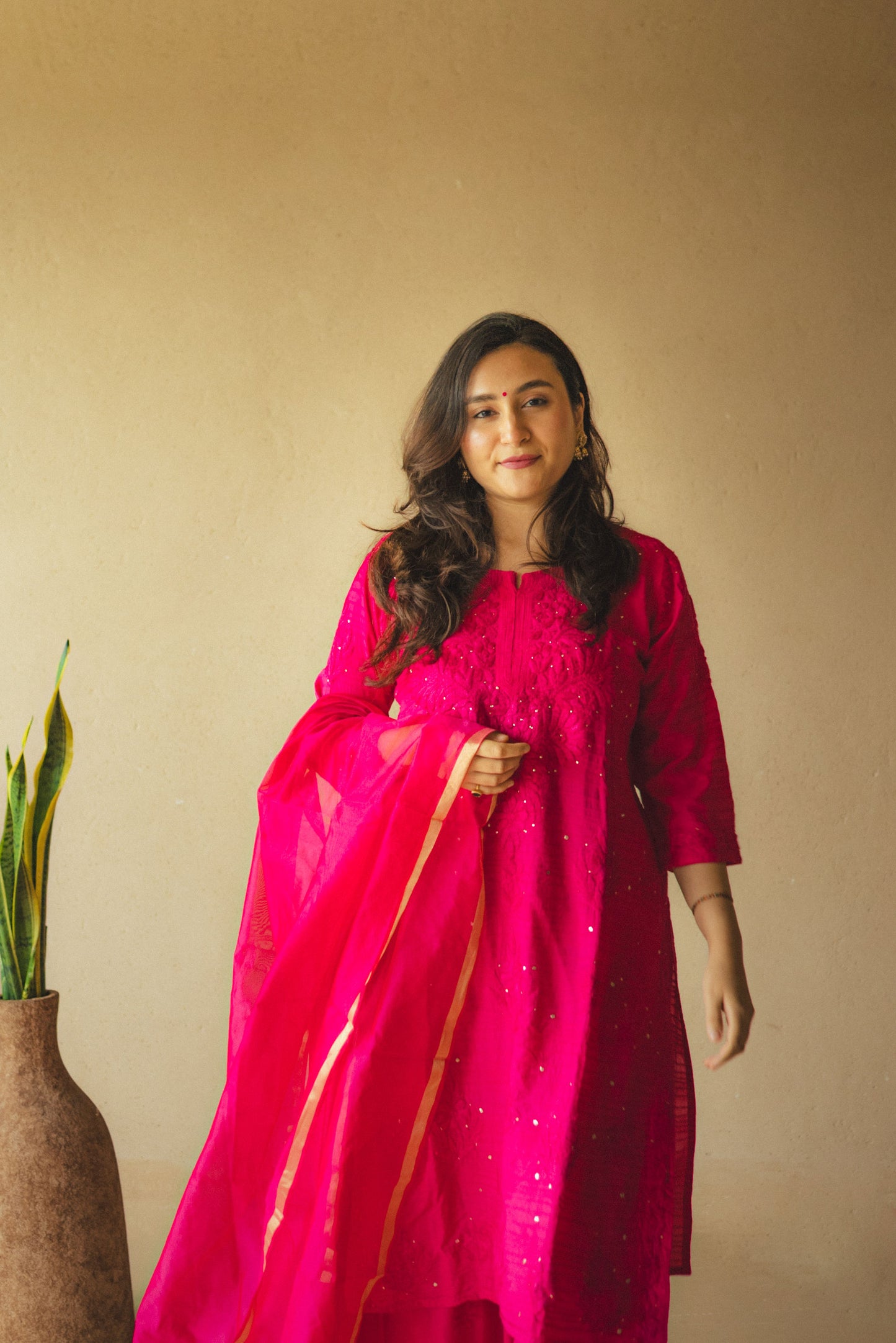 Pink Chanderi Silk Suit