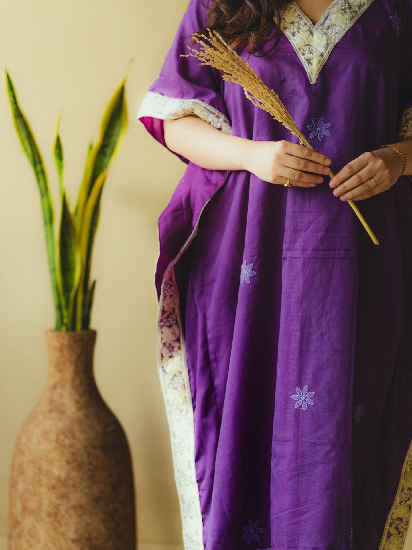 Organza Silk Chikankari Kaftan