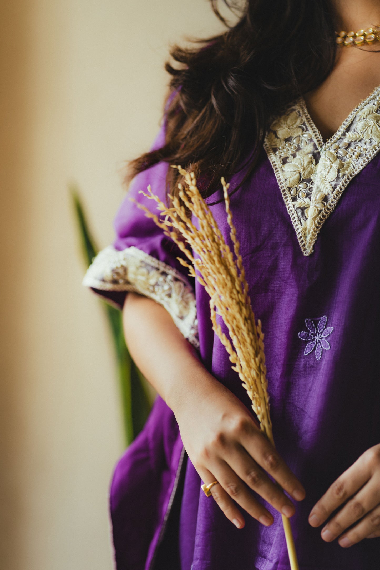 Organza Silk Chikankari Kaftan