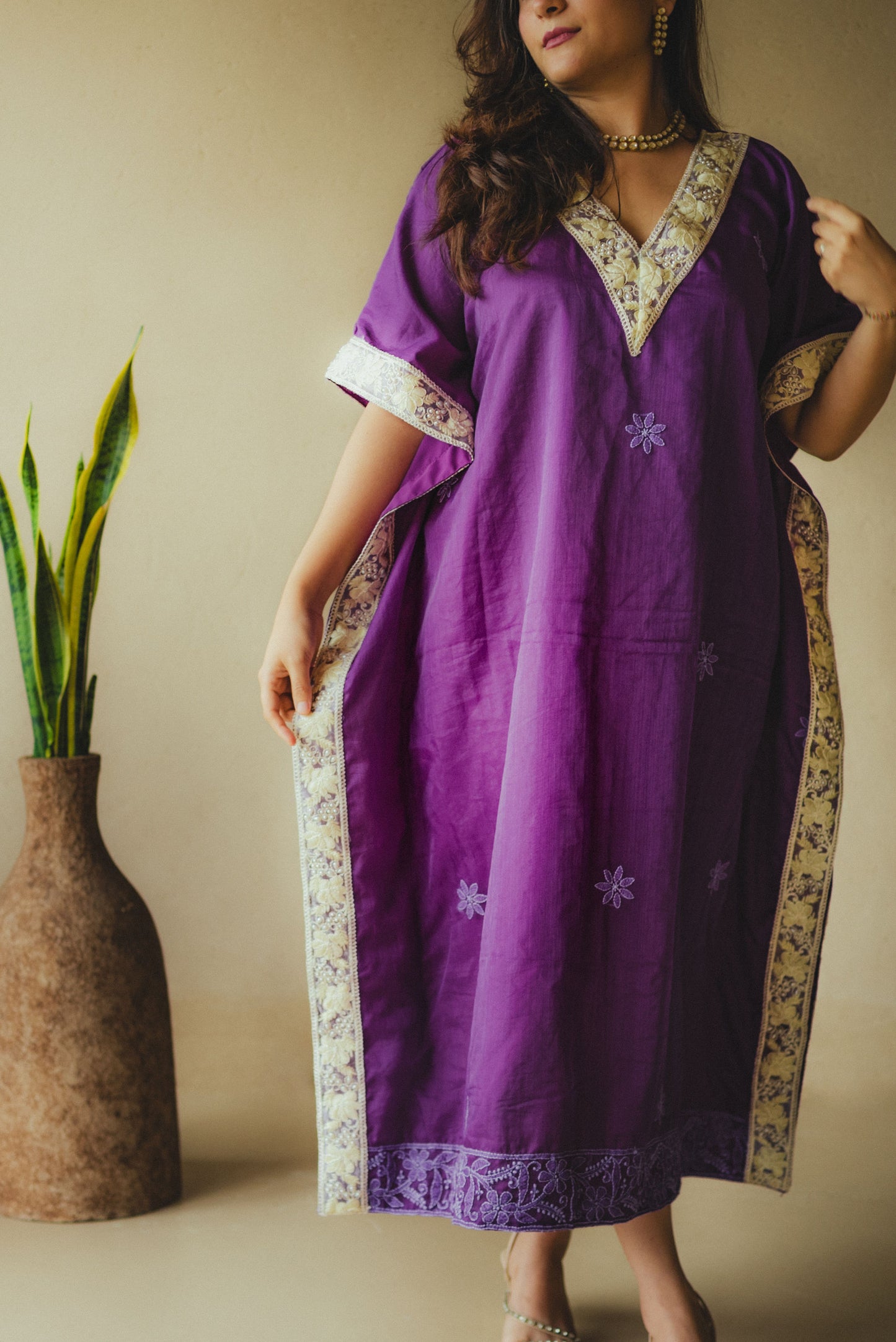 Organza Silk Chikankari Kaftan
