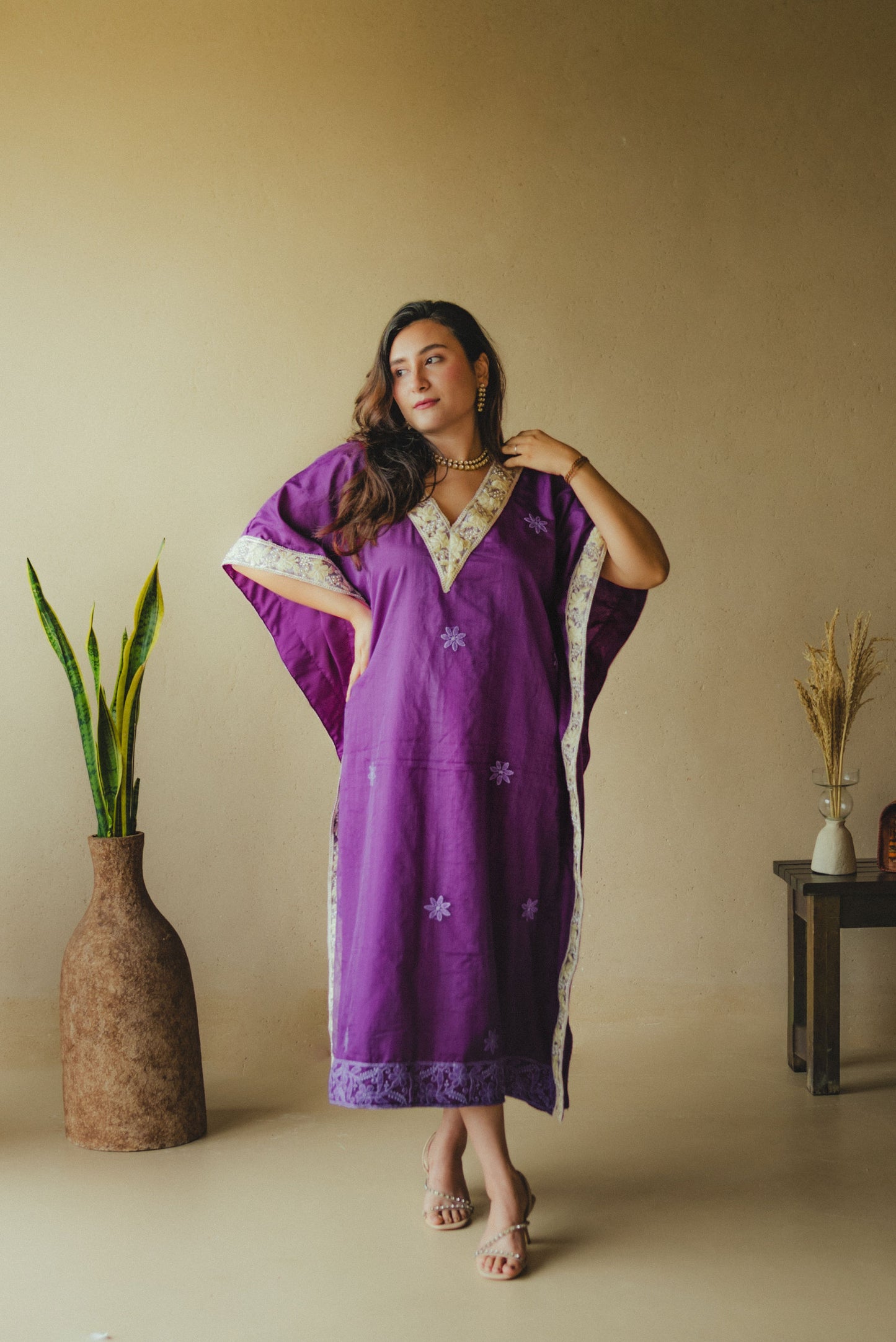 Organza Silk Chikankari Kaftan