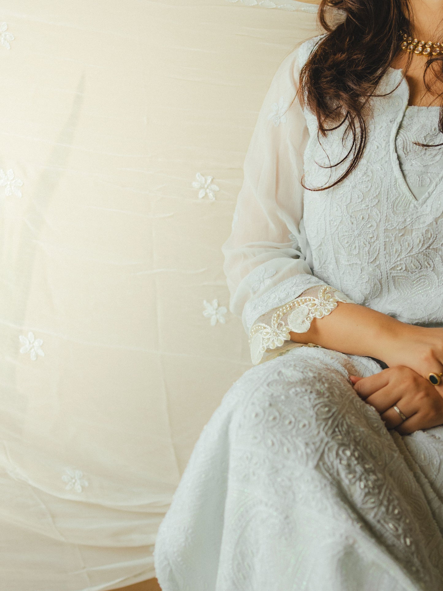 Pearl Chikankari Kurta & Dupatta