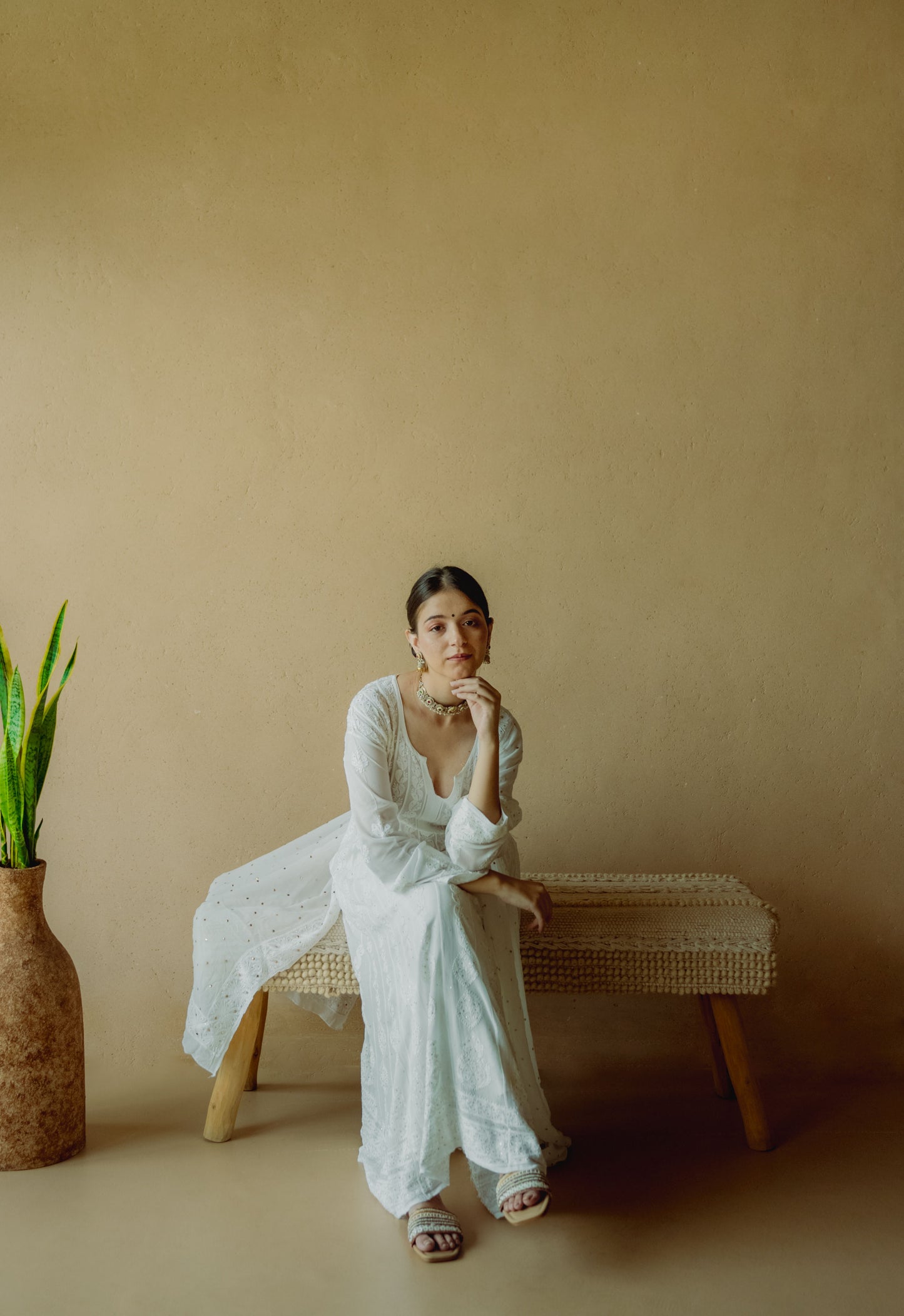 Chikankari White Georgette Anarkali