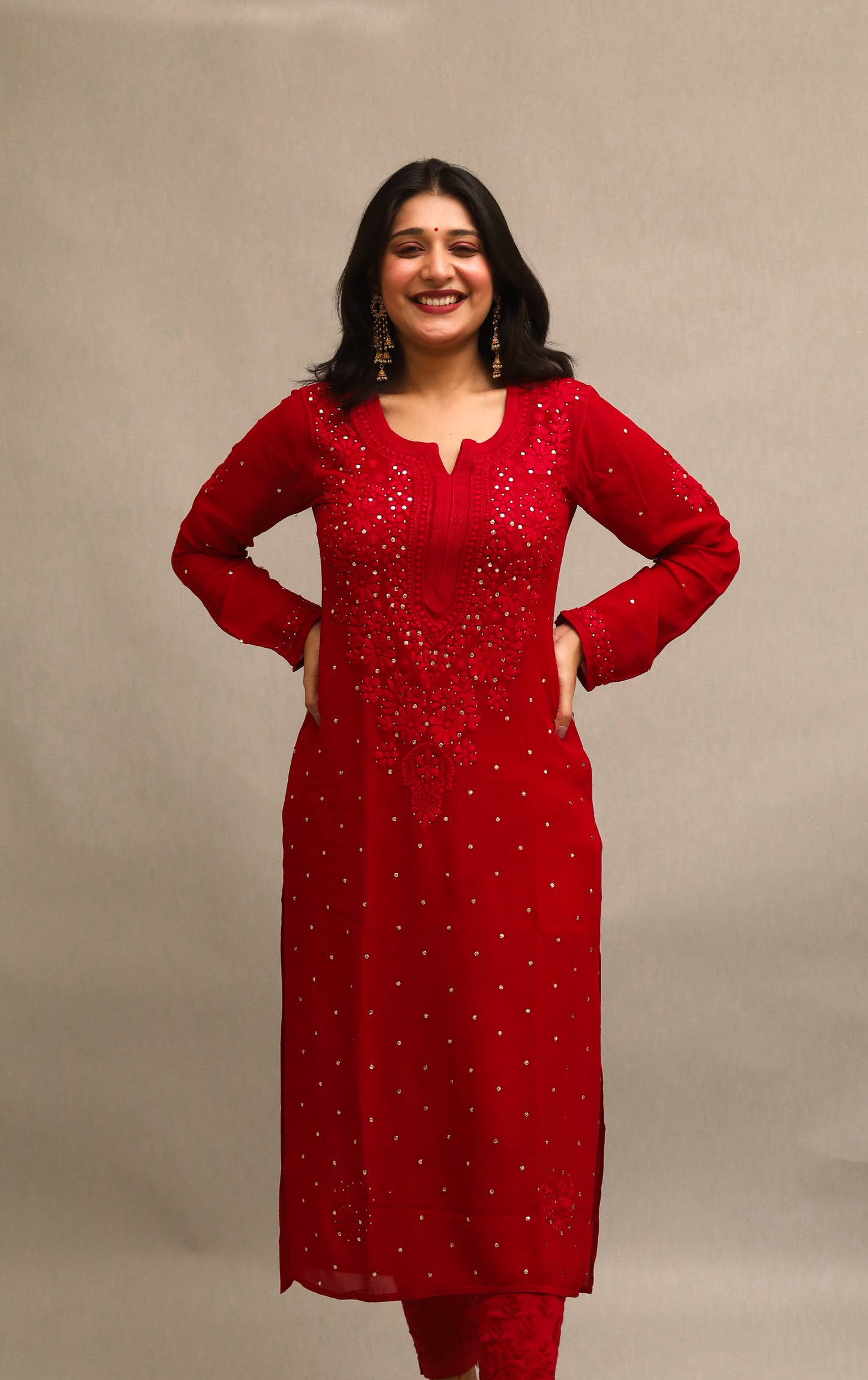 GEORGETTE MUQAISH CHIKANKARI KURTA