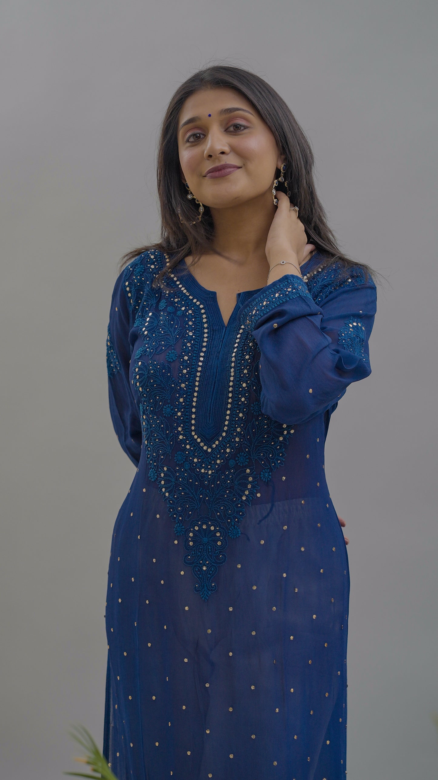 GEORGETTE MUQAISH CHIKANKARI KURTA