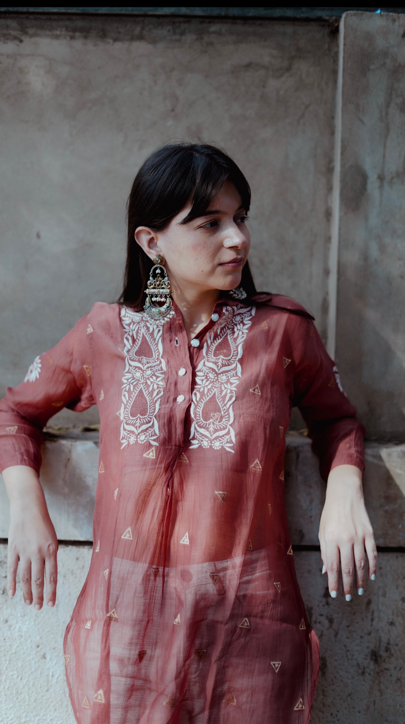 Mul Chanderi Chikankari Shirt