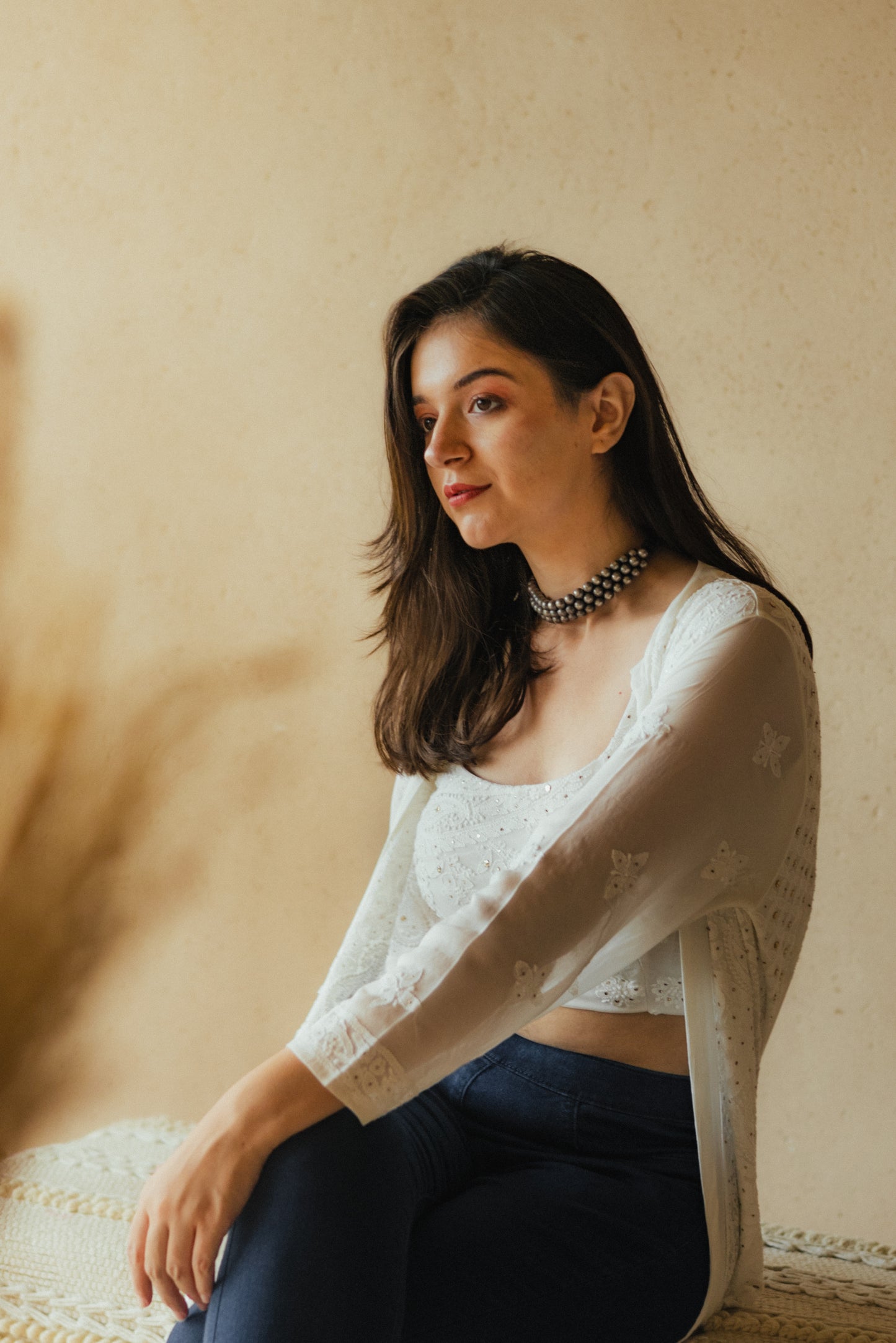 Chikankari white Shrug