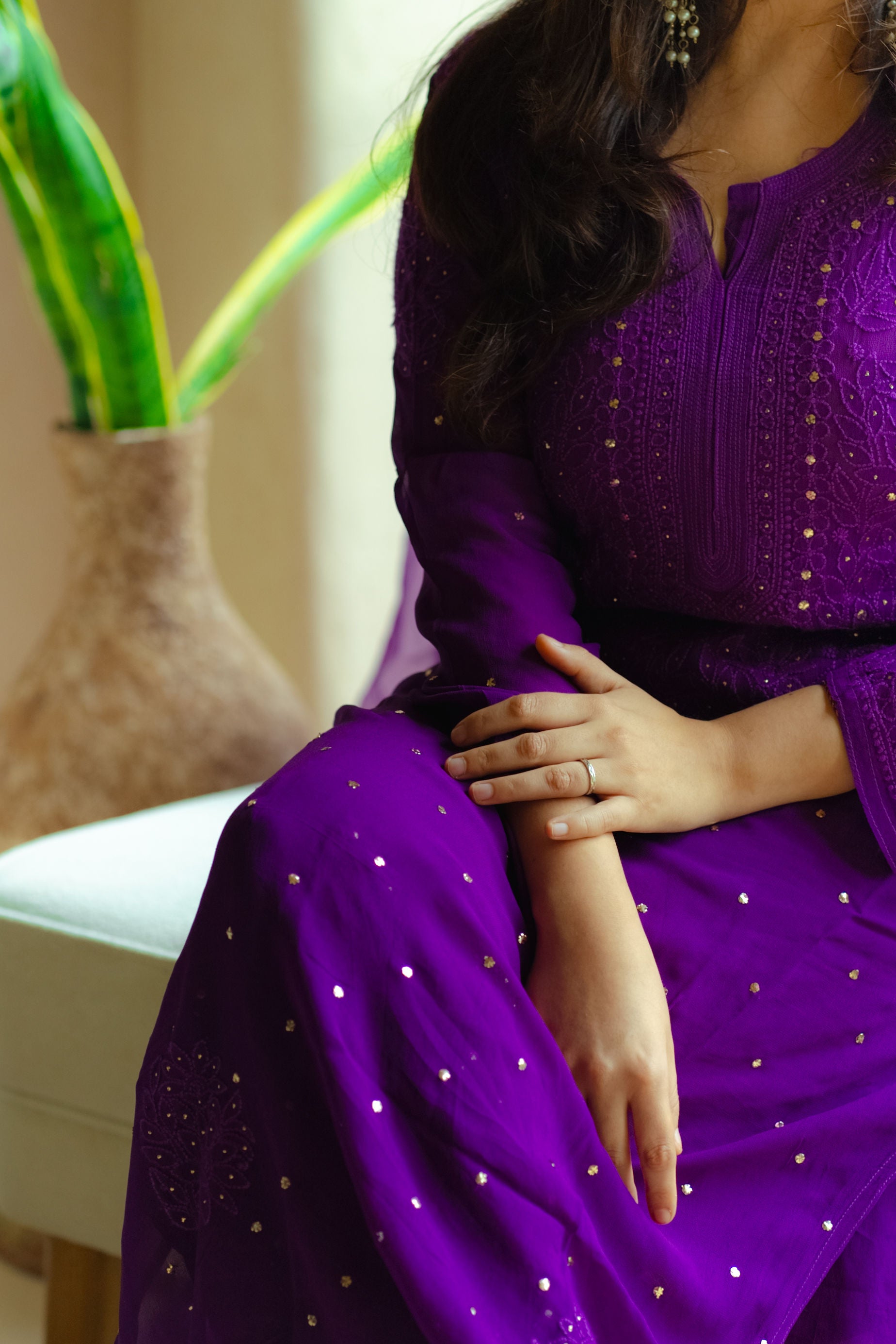 purple chikankari dress Purple Chikankari