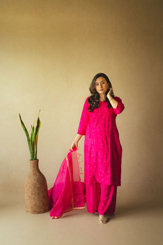 Pink Chanderi Silk Suit